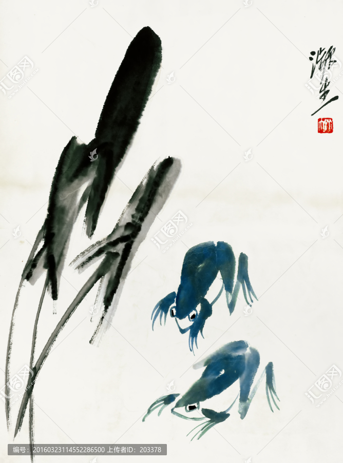 齊白石,青蛙高清繪畫