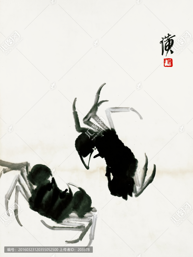 齊白石,螃蟹高清國畫
