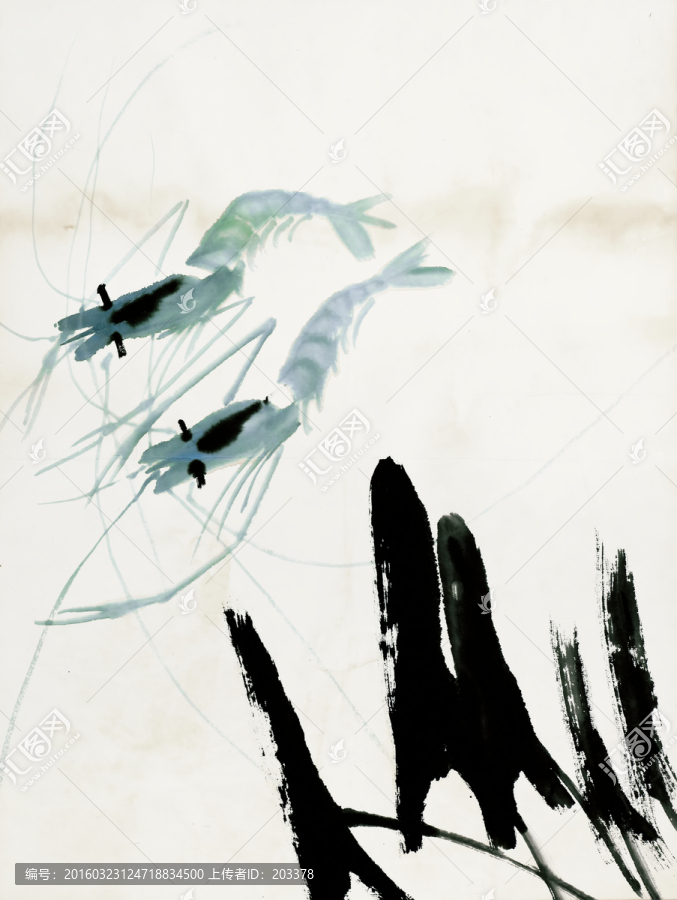齊白石,魚蝦冊頁高清