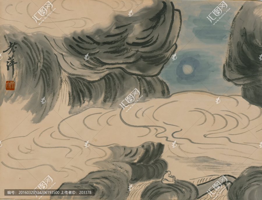 齐白石,山水水墨风景画