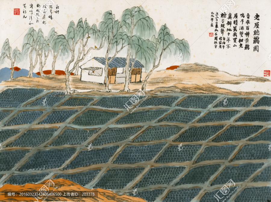 石門(mén)二十四景圖,老屋聽(tīng)鸝圖