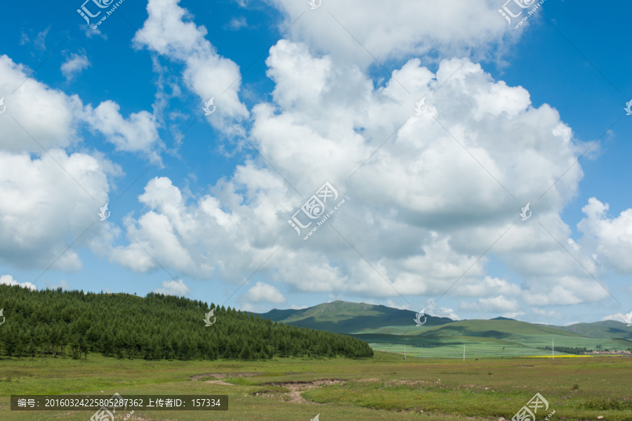 天空白云草地