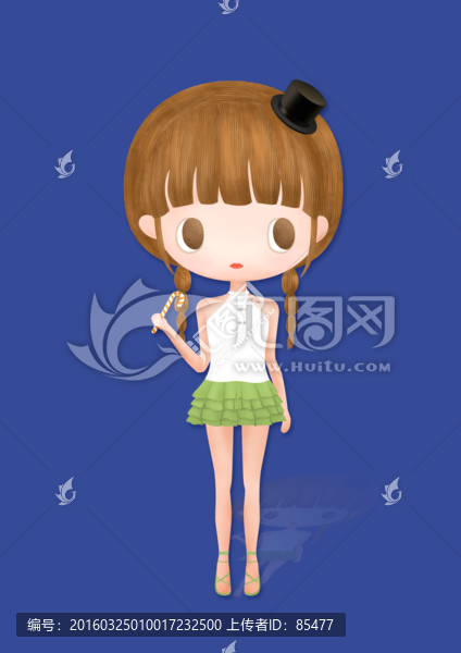 藝術畫,萌系抽象卡通女孩