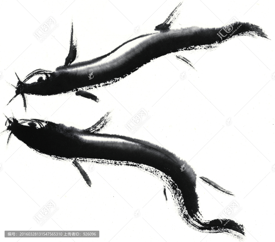 水墨魚,工筆畫素材