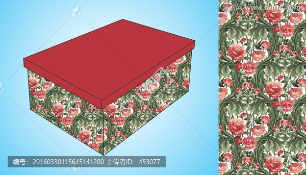 花叢花紋工藝盒