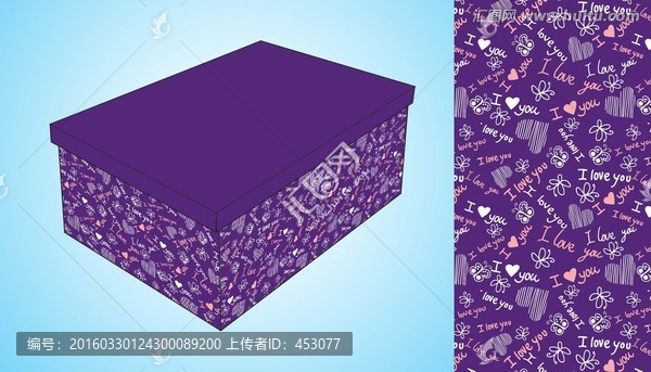紫色情人花紋工藝盒
