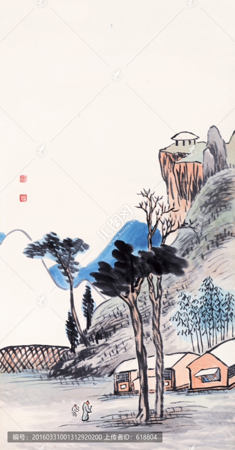 齊白石博物館原畫掃描,山水圖