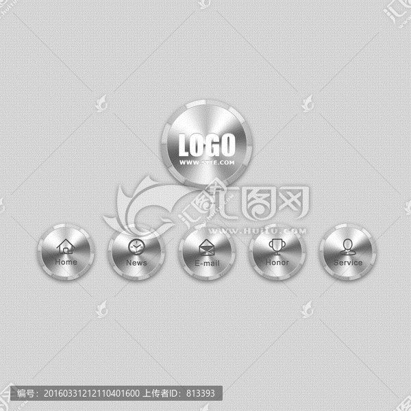 金屬拉絲圓形按鈕素材