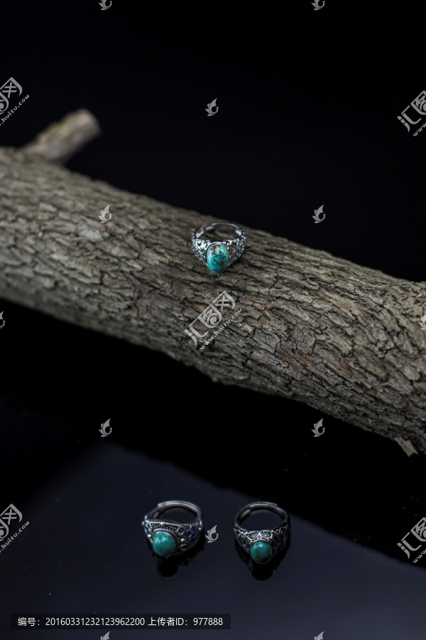 绿松石宝石银饰戒指指环
