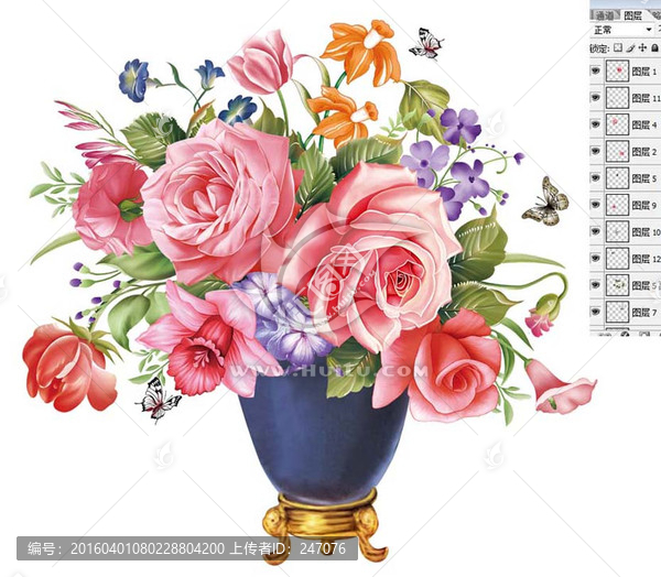 金瓶花卉（圖層分層）