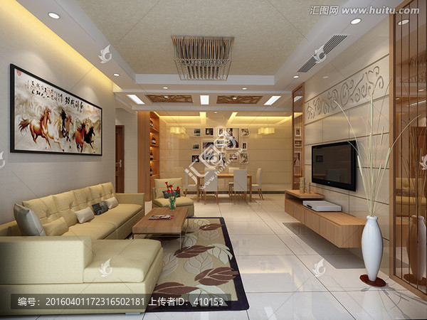 簡約客廳3D模型