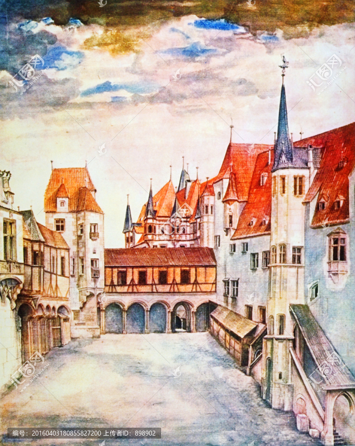 歐式建筑油畫