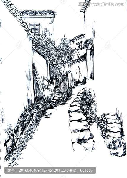徽派建筑寫生