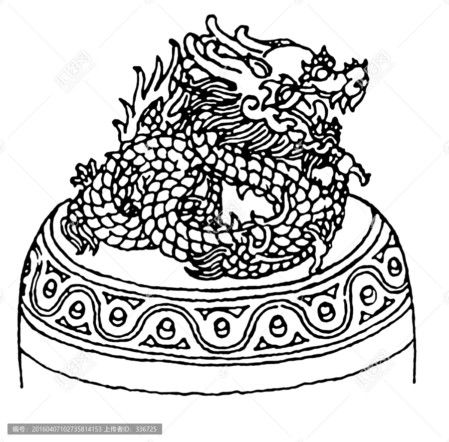 中國(guó)上古神獸,描線(xiàn)素材,蒲牢