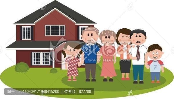 屋子,全家福,建筑,別墅,一家