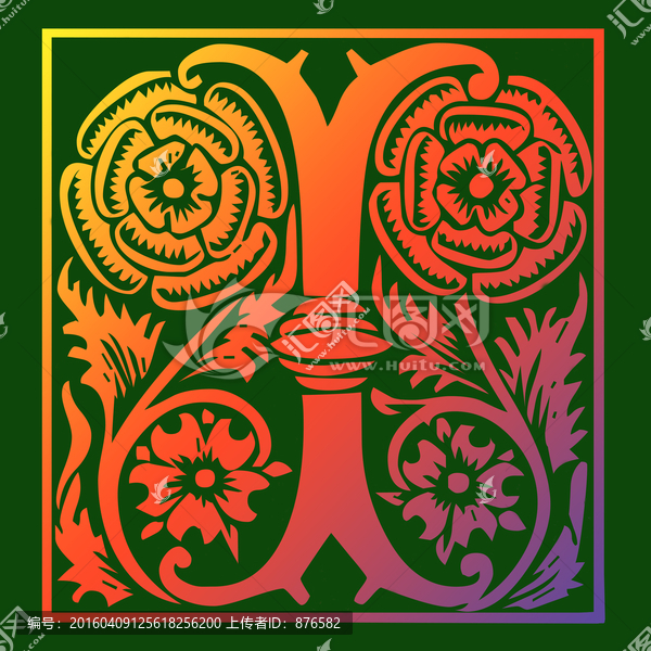 字母I裝飾花紋,裝飾圖案