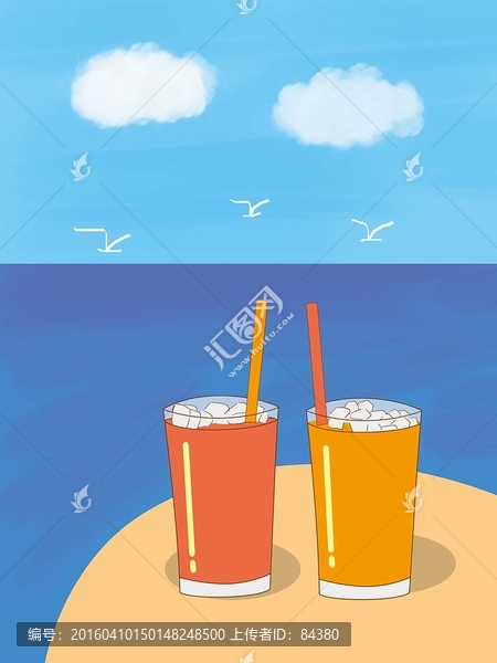 海边,饮料
