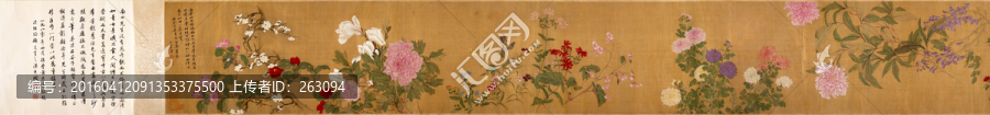 花卉?chē)?guó)畫(huà),百花圖局部