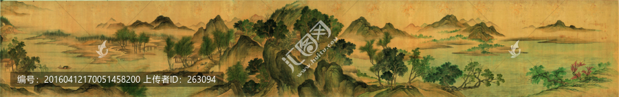 山水畫,湖山春暖圖,局部