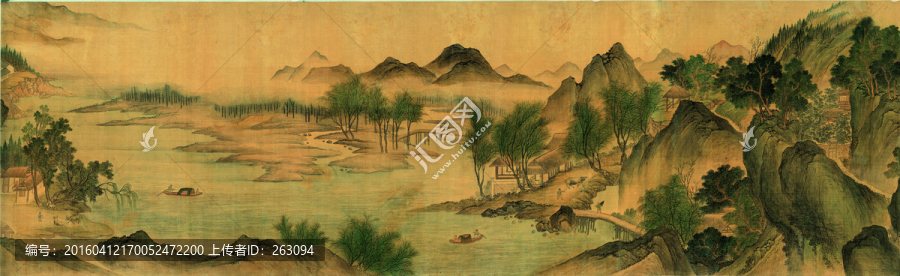 山水畫,湖山春暖圖,局部