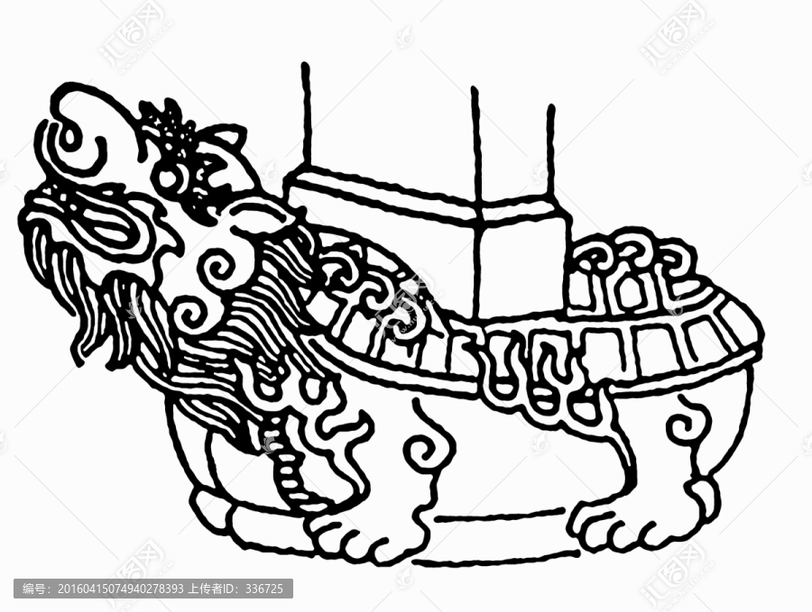中國上古神獸,描線素材,赑屃