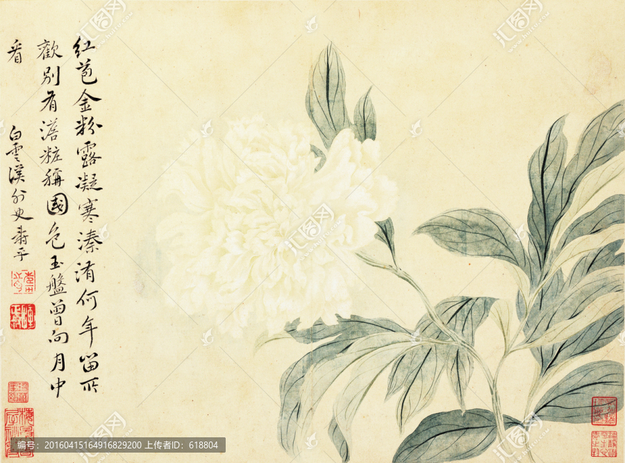 花草山水國畫,惲南田高清掃描件