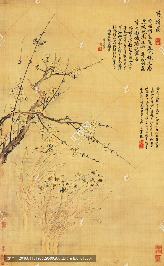 梅花國畫,惲南田高清掃描件