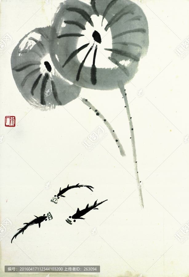齊白石,國畫荷花