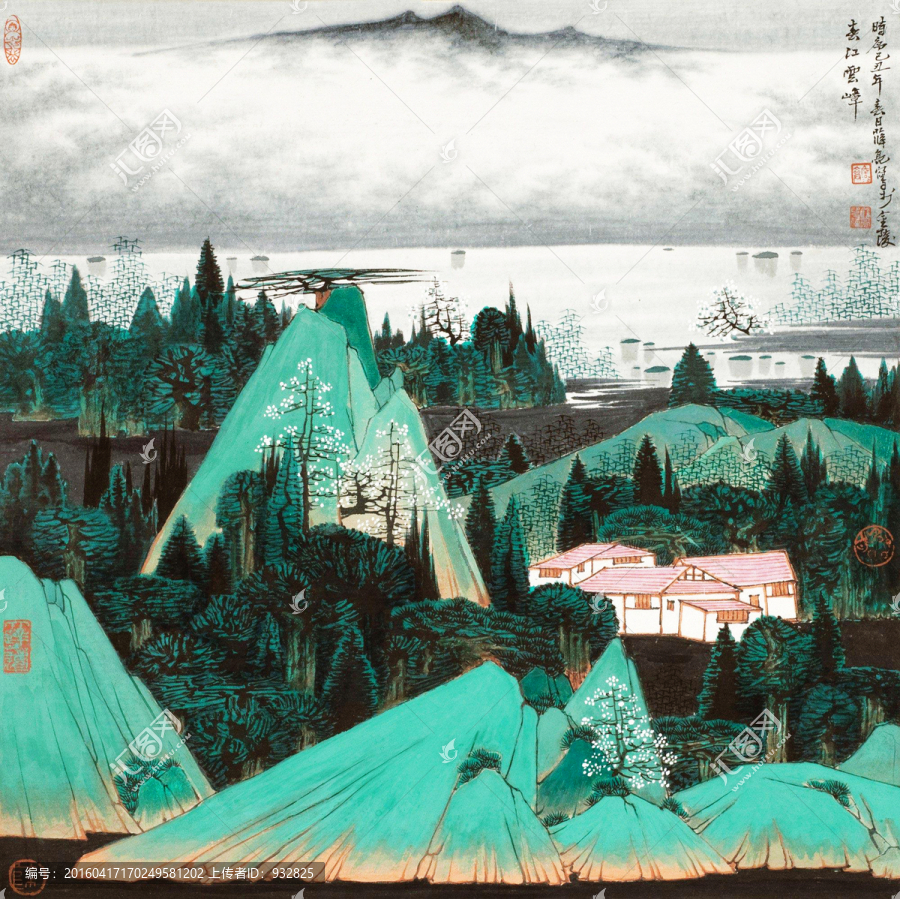 山水無(wú)框畫(huà),平面圖