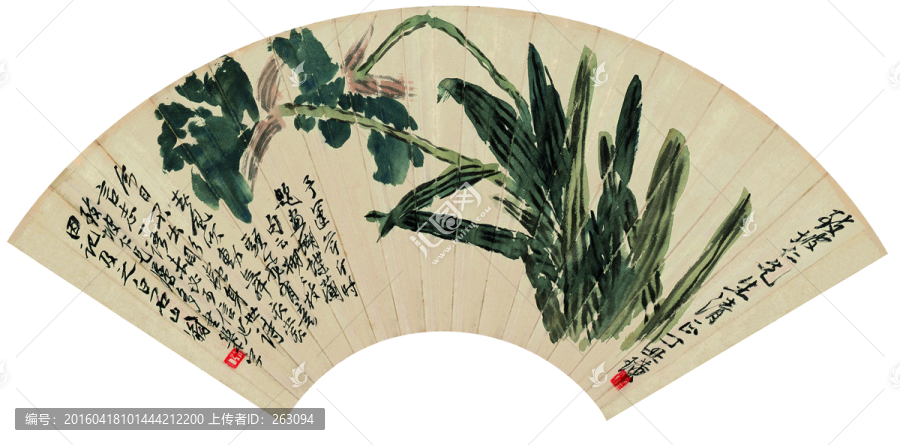 齊白石,蝴蝶蘭圖扇