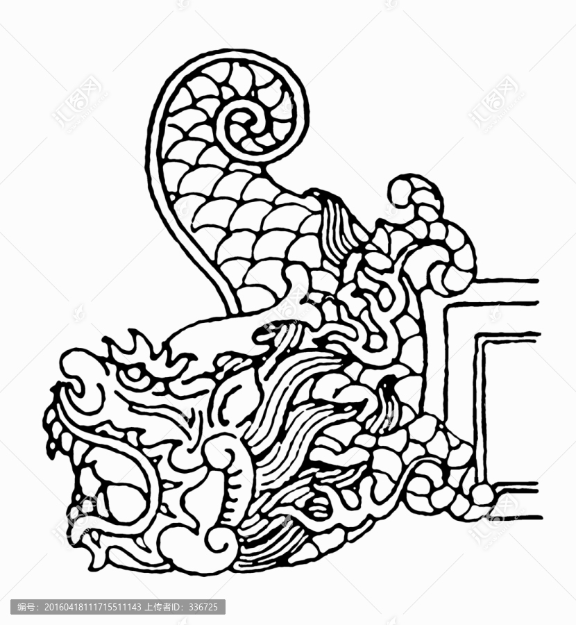 中國上古神獸,描線素材,螭吻