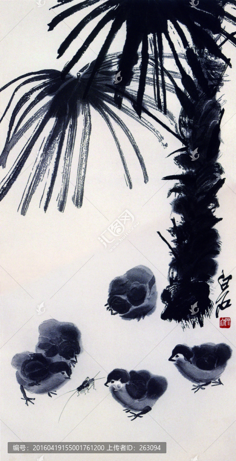 齊白石,棕櫚小雞