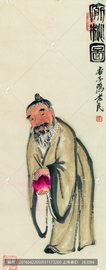 齊白石,,偷桃圖