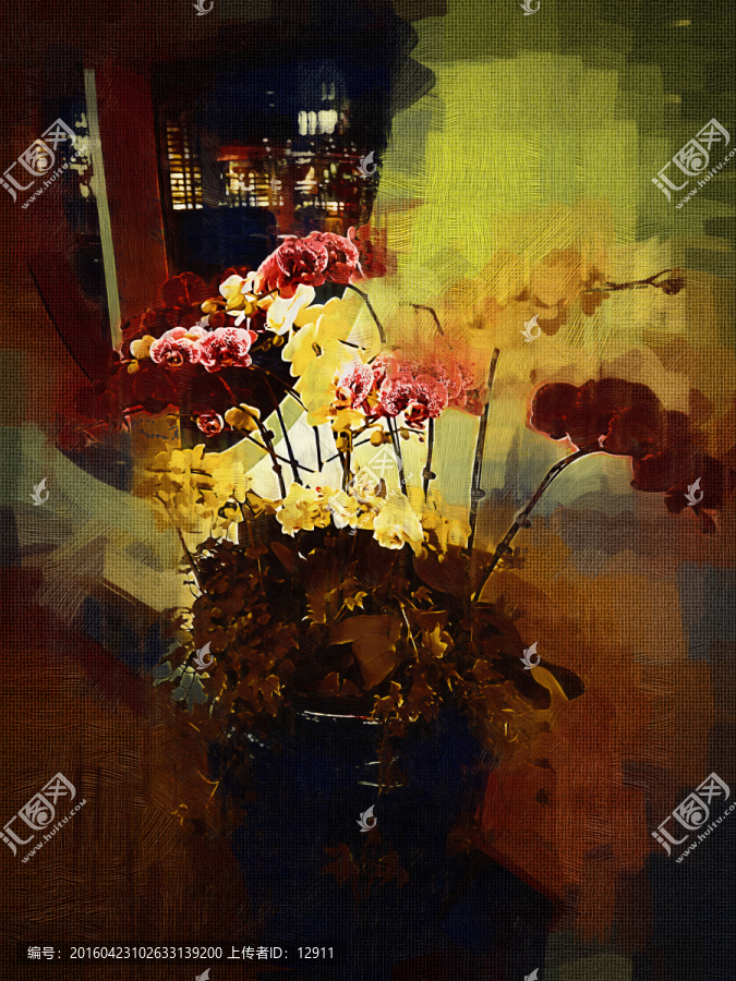 花卉油畫,蝴蝶蘭裝飾畫