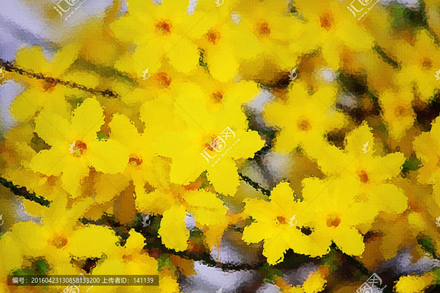 迎春花油畫