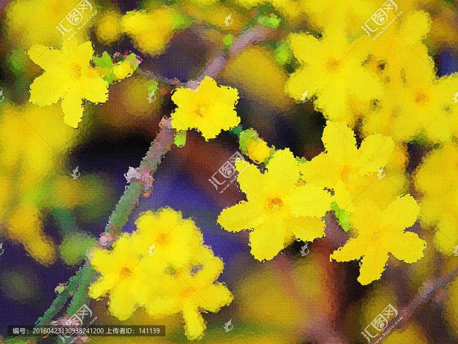 迎春花油畫