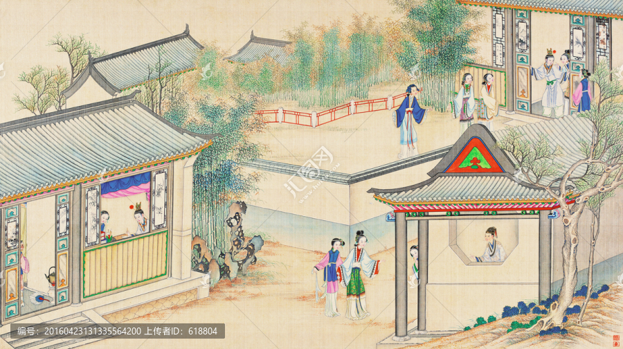 中式書房人物國(guó)畫,畫廊品質(zhì)