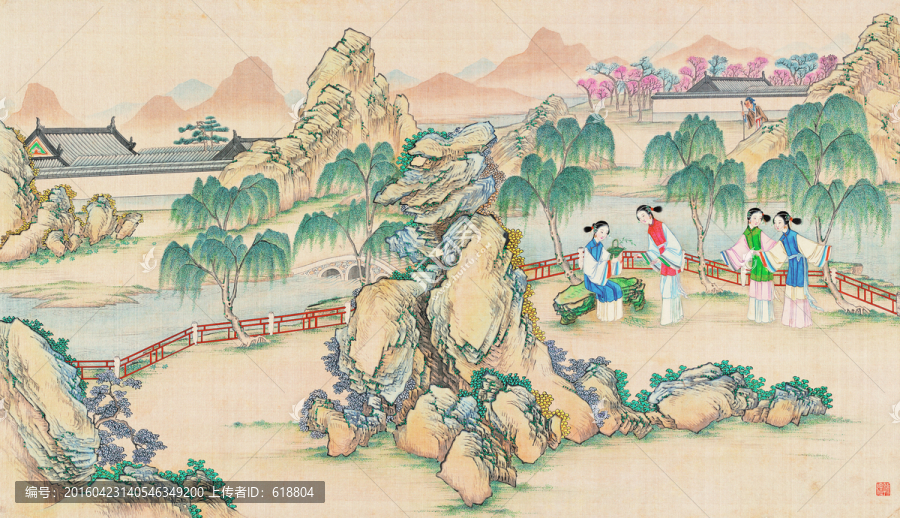 红楼梦工笔人物国画,画廊品质