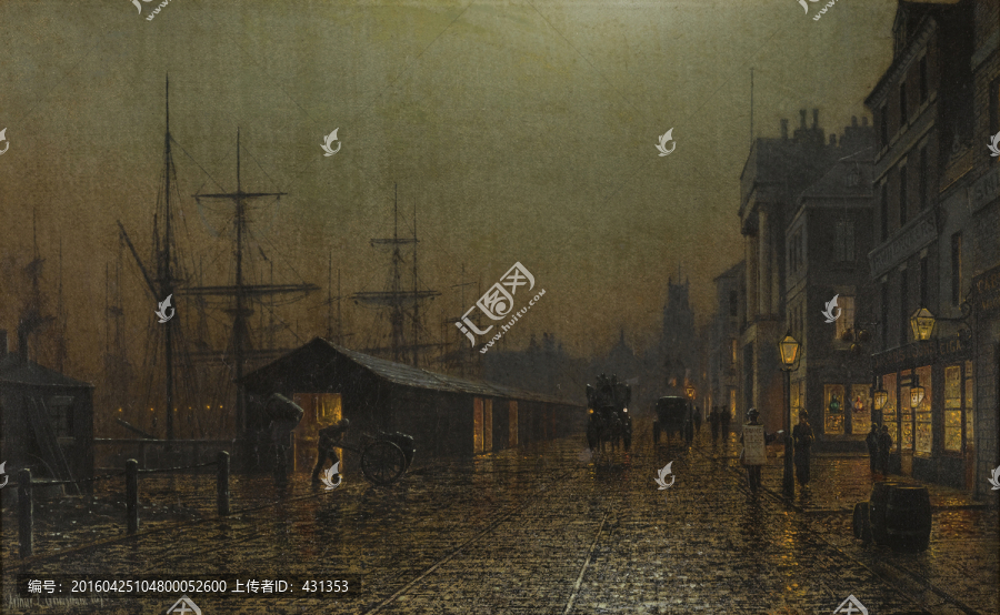 夜晚小鎮(zhèn)油畫