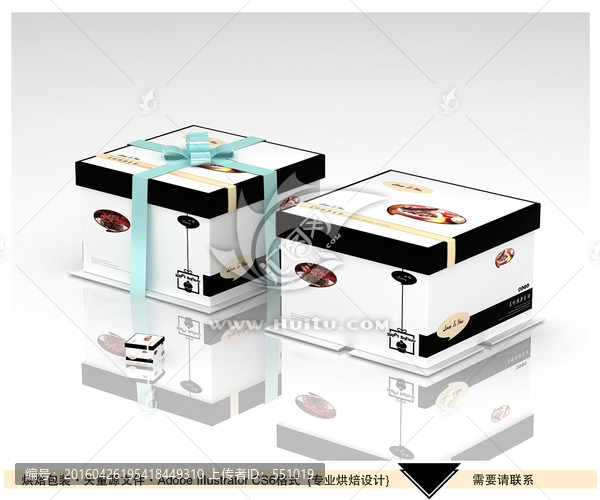 時(shí)尚高檔生日蛋糕盒平面圖源文件