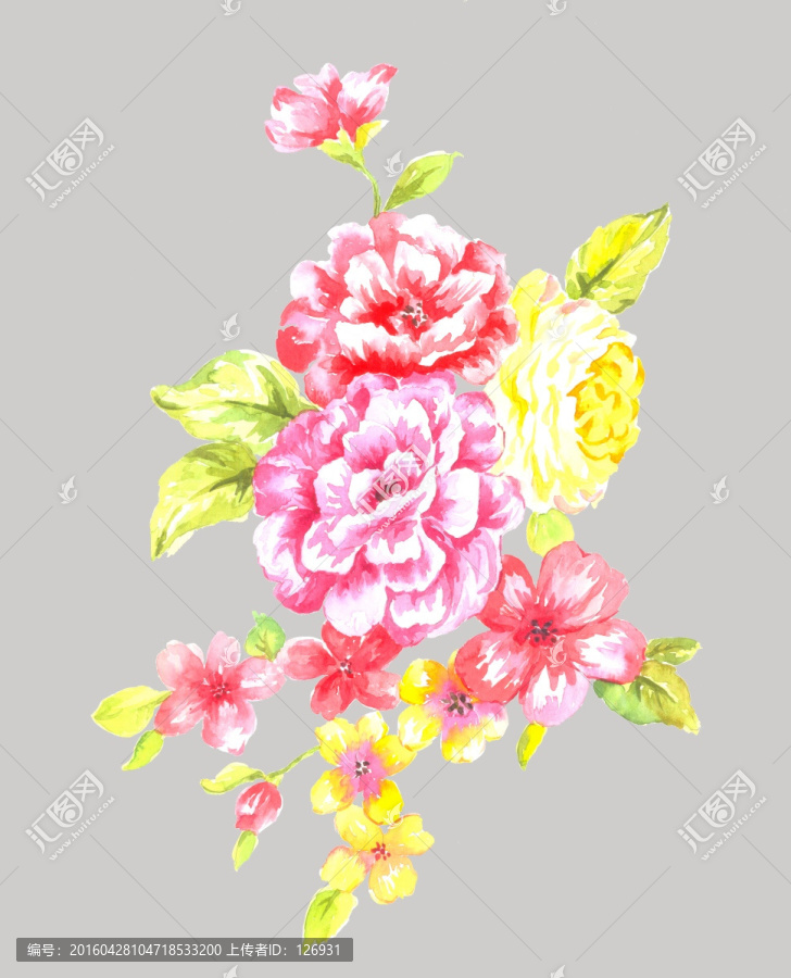 手繪花卉,分層