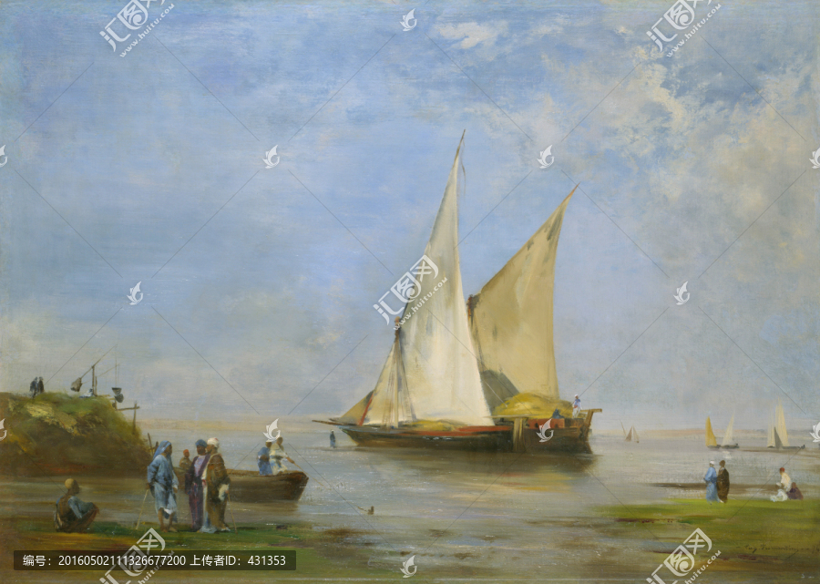 油畫,海邊,帆船