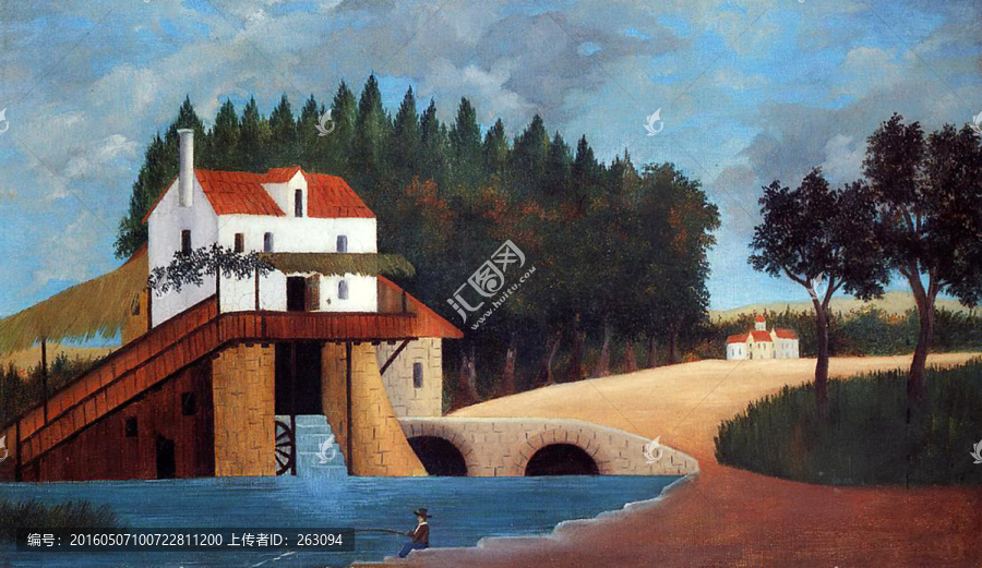 盧梭油畫,河邊