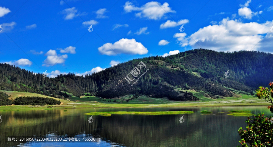 香格里拉,湿地,蓝天白云,湖泊