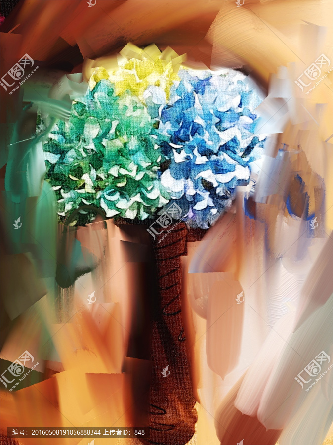 花,油畫（未分層）
