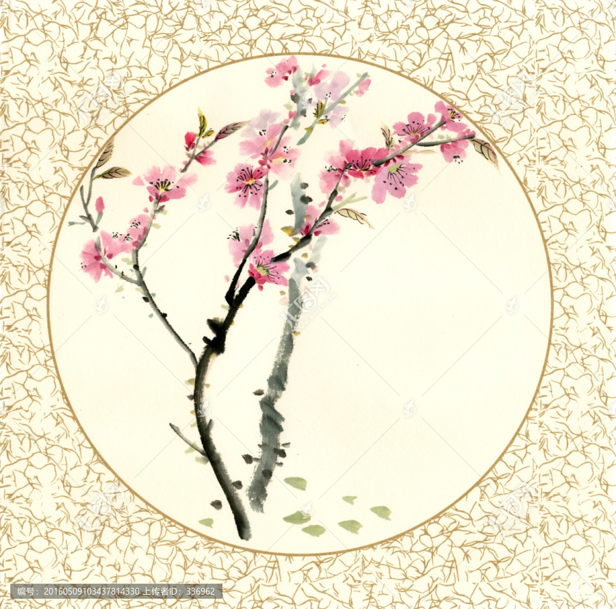 寫意桃花,水墨桃花