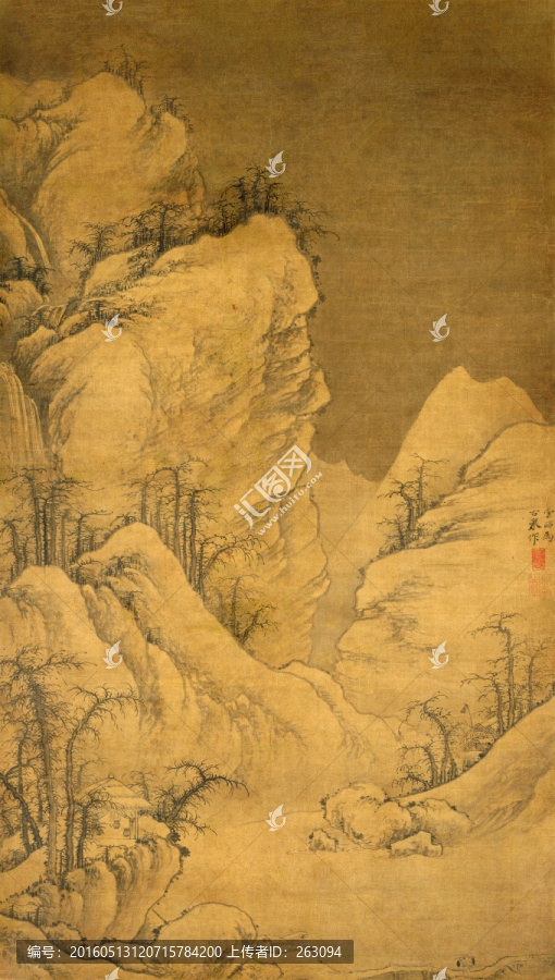 元,曹知白,雪山圖