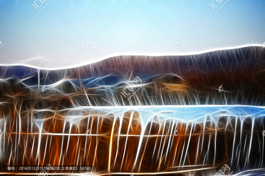 電腦畫,東北山村