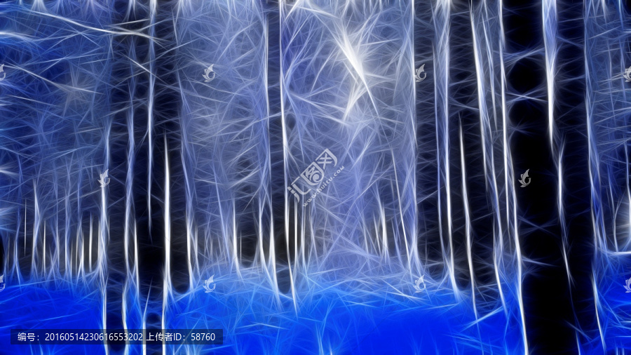 電腦畫,雪松林