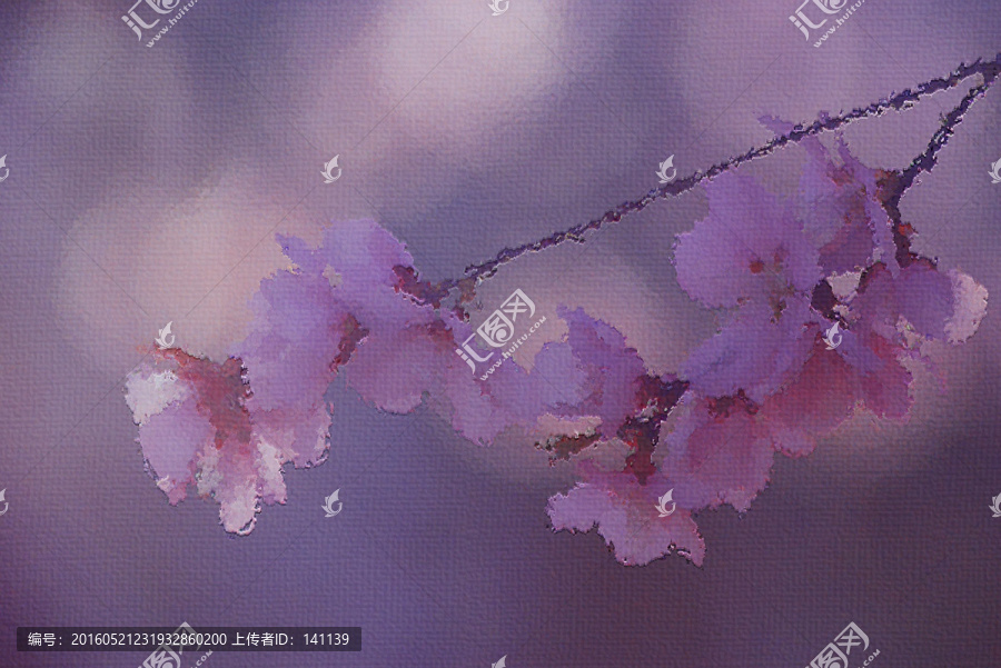 桃花油畫